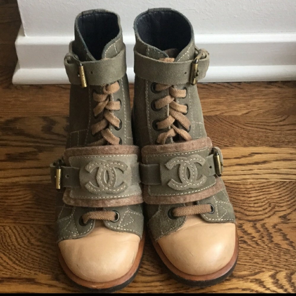 Chanel suede ankle boots